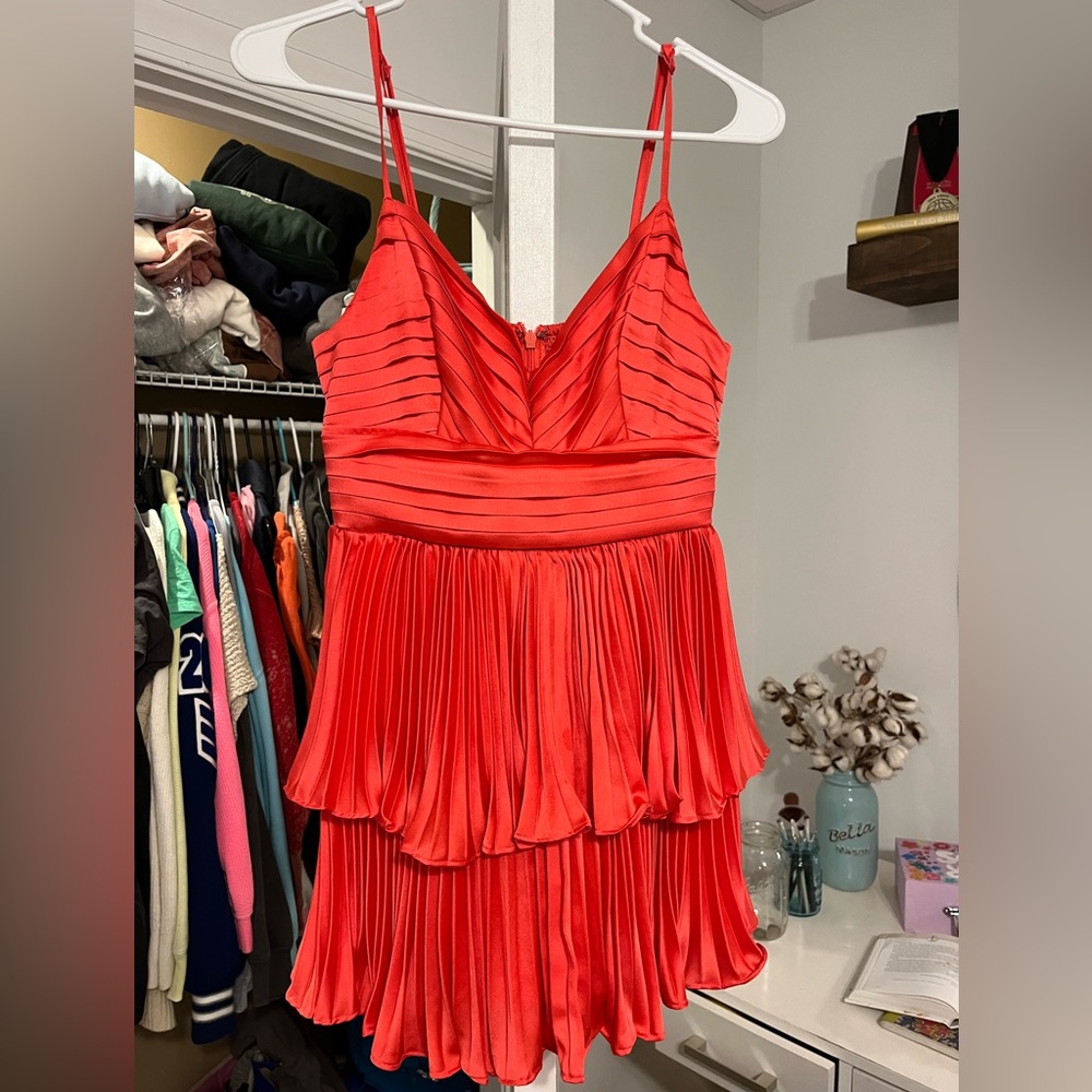 DO+BE formal romper/dress. Color is Reddish/Coral and is a size small